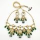 Handcrafted Emerald Green Kundan Statement Bridal Necklace Set